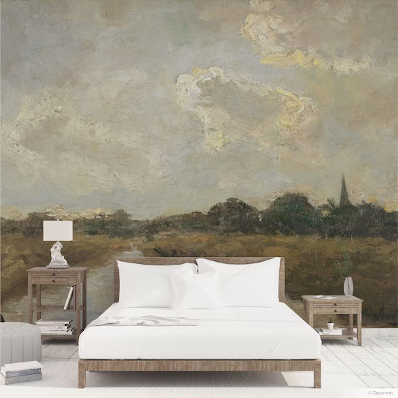 Read the full title
    Oil painting landscape wall mural, Peel and Stick Wallpaper for a large w... | Etsy (US)