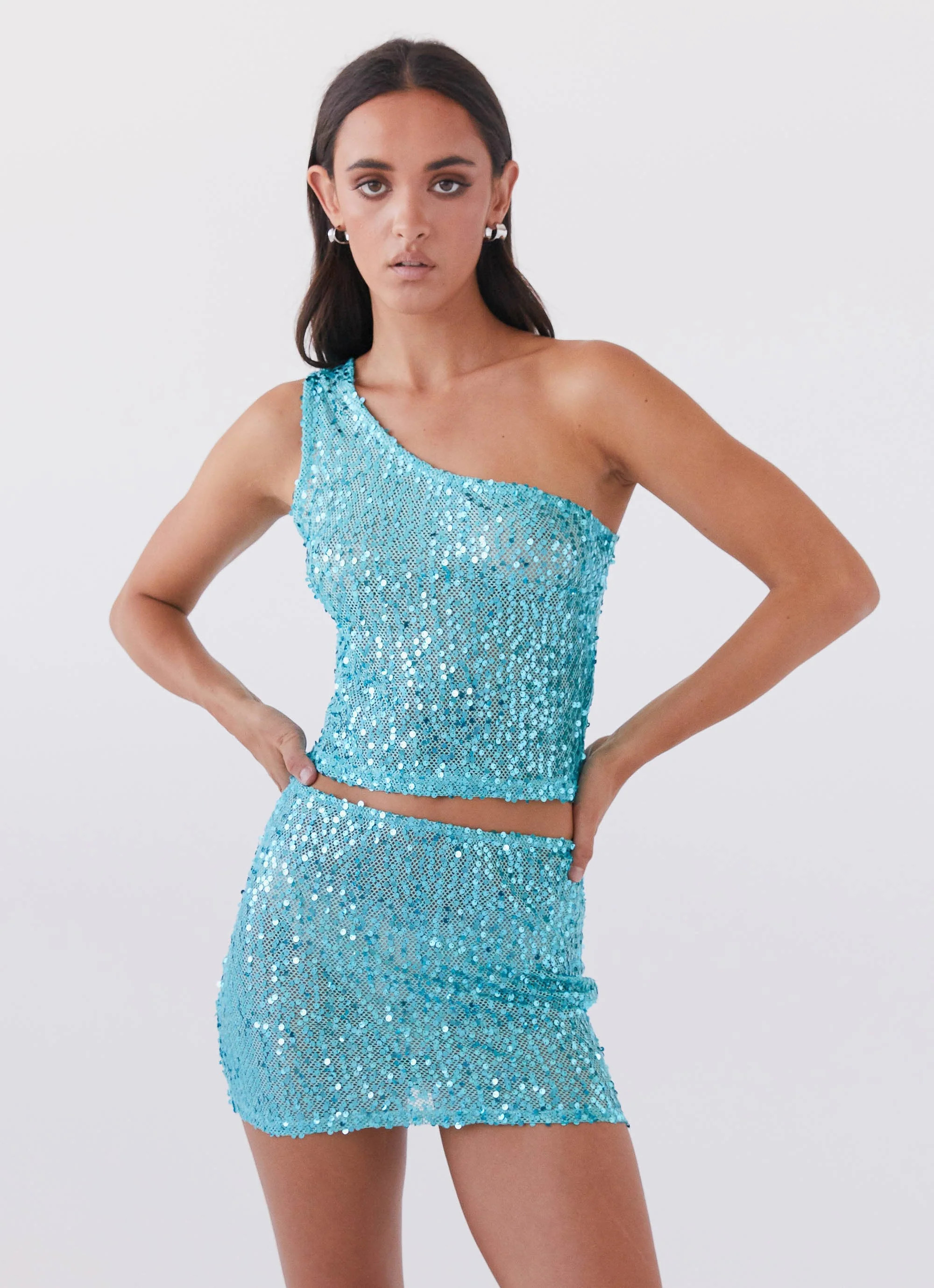 Neon Nights Sequin Mini Skirt - Crystal | Peppermayo (Global)