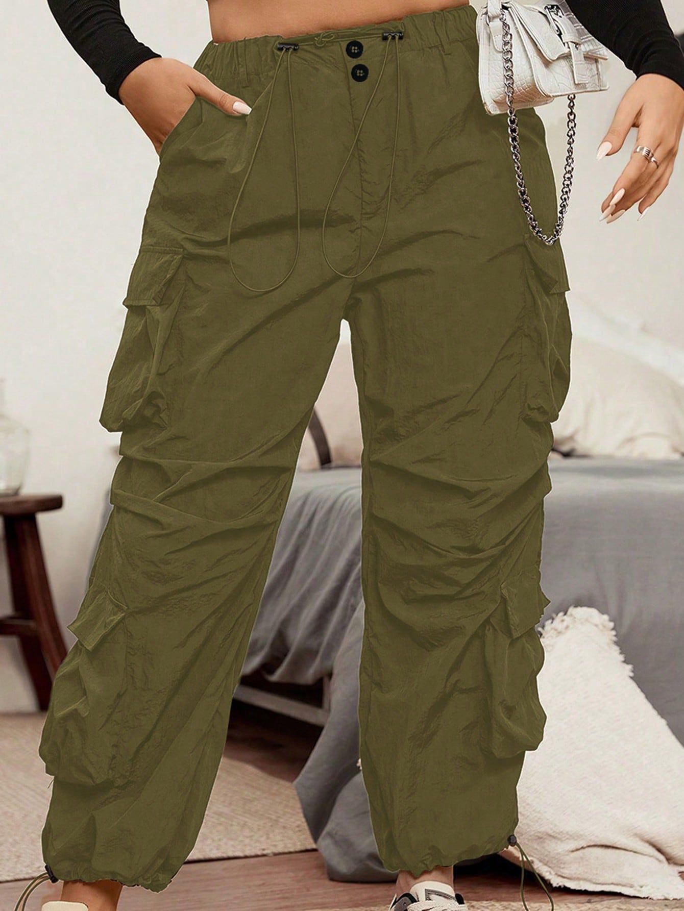 Plus Flap Pocket Side Cargo Pants | SHEIN