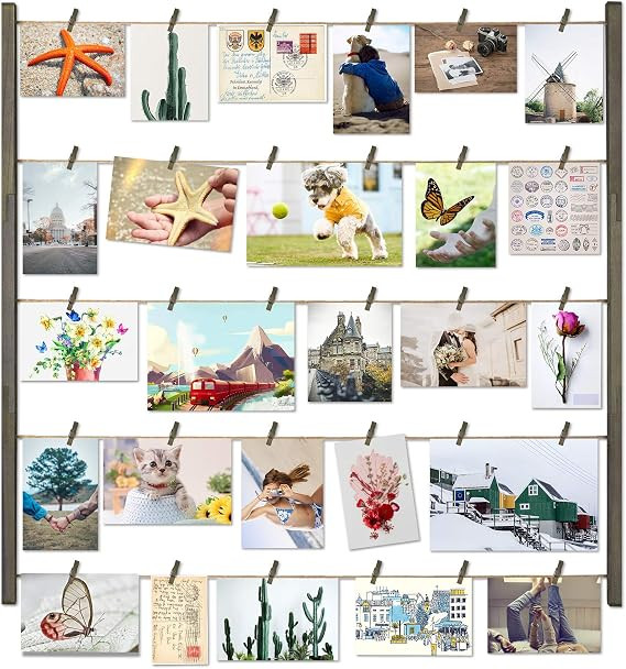 Love-KANKEI Wood Picture Photo Frame for Wall Decor 26×29 inch with 30 Clips and Adjustable Twin... | Amazon (US)