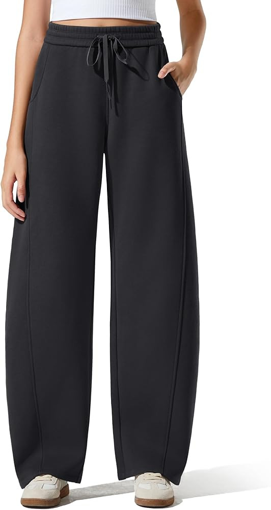 G4Free Flurrylux Fleece Lined Baggy Barrel Sweatpants Cotton Wide Leg Lounge Pants with Pockets | Amazon (US)