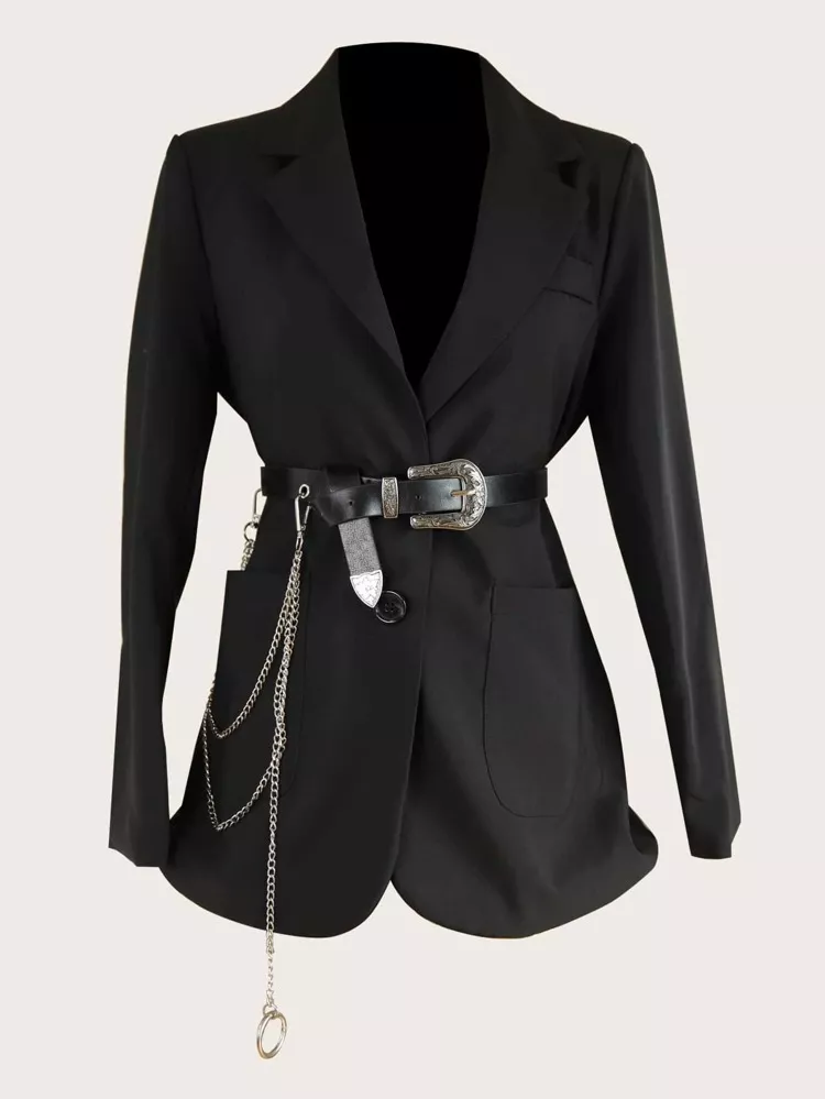 Lavish Alice corset detail blazer dress in black