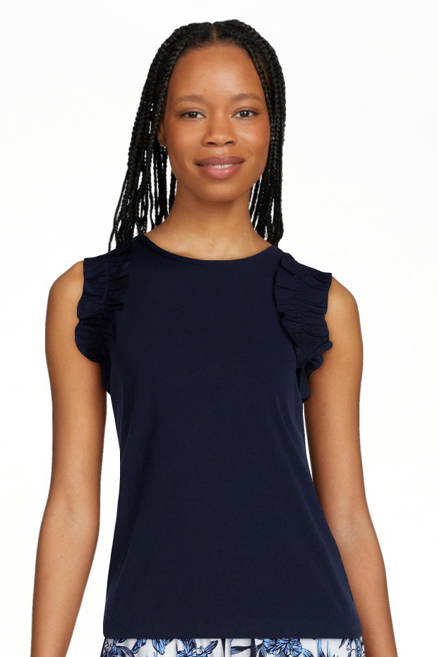 Free Assembly Women's and Women's Plus Ruffle Trim Mixy Tank Top, Sizes XS-4X | Walmart (US)