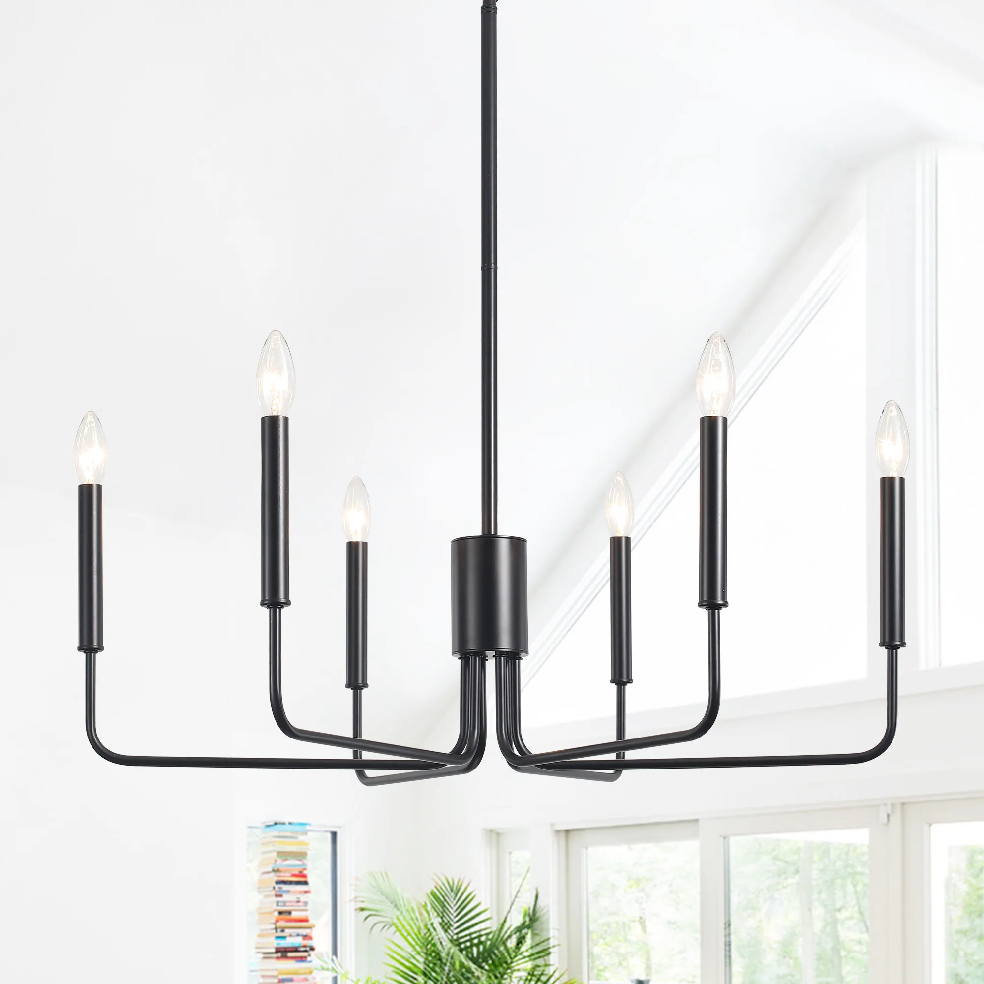 Modern 6-Light Simple Candle Chandelier for Kitchen Island, Living Room, Bedroom, Foyer - On Sale... | Overstock