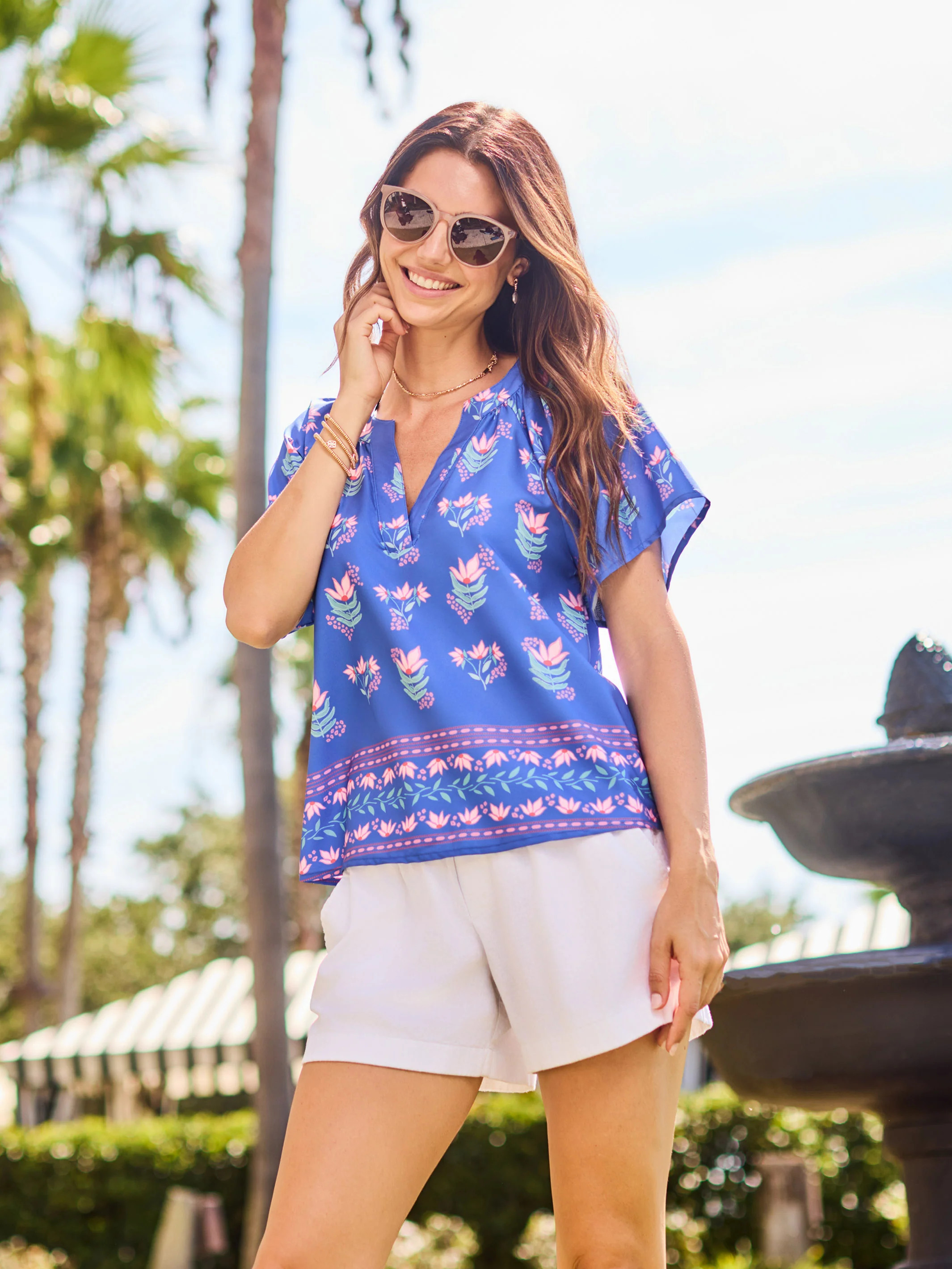 Lori Top | Petal Keepsake Blue | Mary Square