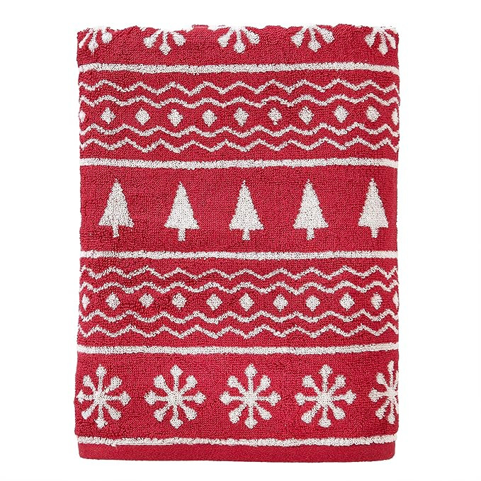 SKL Home Winter Fair Isle Bath Towel, Red | Amazon (US)
