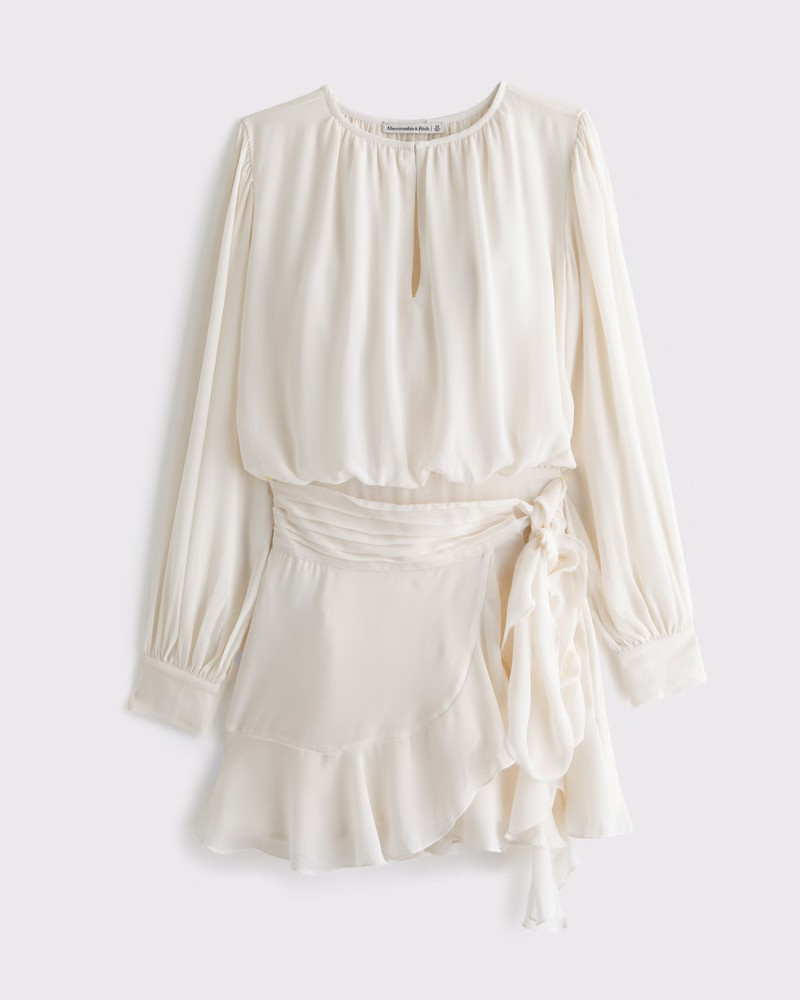Women's Long-Sleeve Wrap Micro Mini Dress | Women's New Arrivals | Abercrombie.com | Abercrombie & Fitch (US)