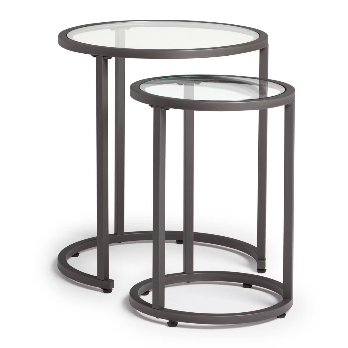 Home Camber Modern Glass Round Nesting Table 20 inches Gray - Studio Designs | Target