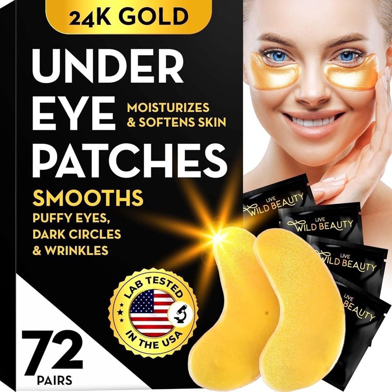 Live Wild Beauty Under Eye Patches for Puffy Eyes, 24k Gold Mask for Dark Circles, 72 Pairs | Walmart (US)