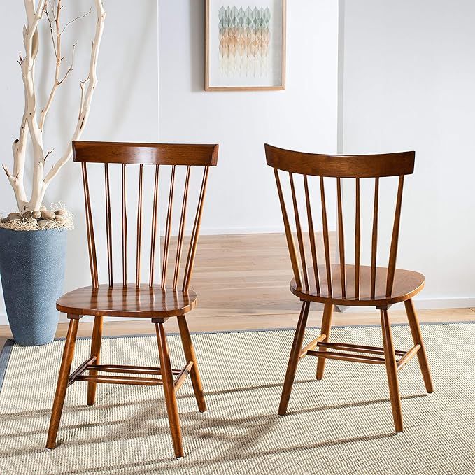 Safavieh American Homes Collection Parker Country Farmhouse Brown Oak Spindle Side Chair (Set of ... | Amazon (US)
