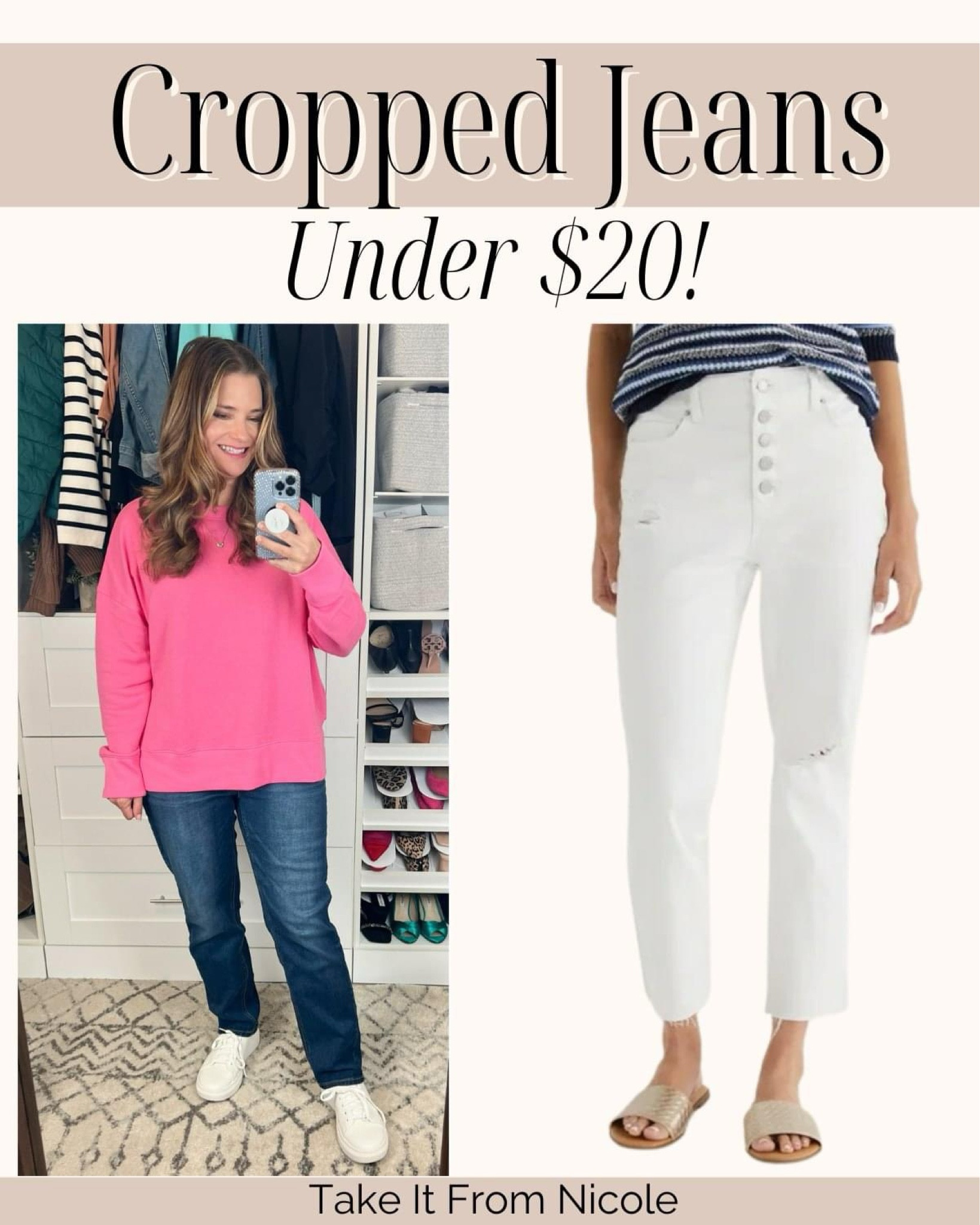 I've been loving cropped straight leg jeans lately so I'm grabbing this white pair! I'm only 5'4" so the dark wash pair are more of an ankle length on me. Fit is TTS.


#LTKover40 #LTKmidsize #LTKfindsunder50