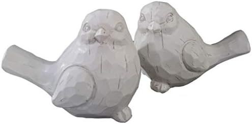 Birch & Bliss Chubby White Modern Farmhouse Birds - Set of 2 - Carved Rustic Distressed Bird Home... | Amazon (US)