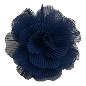 COCORIBBON Pleats Large Fabric Flower Brooch pin and Hair clip for Women, Gift (Navy) | Amazon (US)
