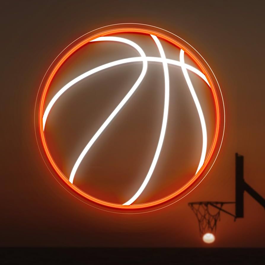 Basketball Neon Sign, 12.6×12.6 Inch Basketball Led Neon Light, Dimmable LED Neon Signs for Wall... | Amazon (US)