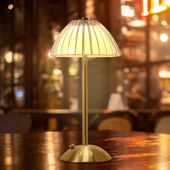 Portable Battery Operated LED Table Lamp with Touch Sensor, Gold Cordless Brass Rechargeable Lamp... | Amazon (US)
