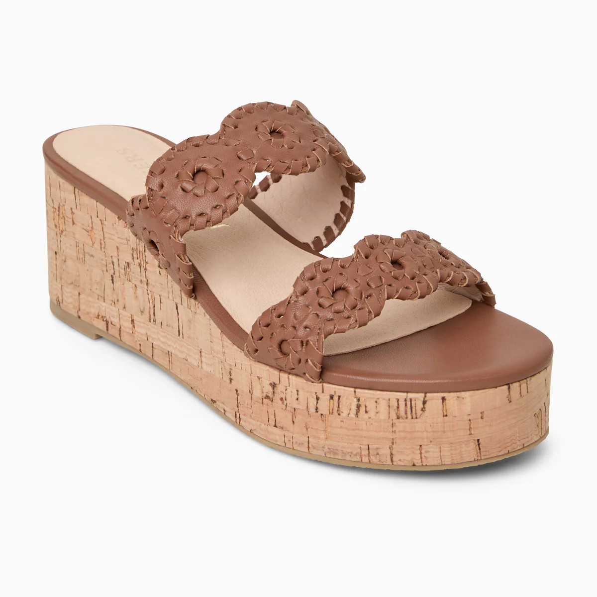 Jack Rogers Laurin Mid-Wedge | Metallic Nappa Leather | Cognac | Jack Rogers