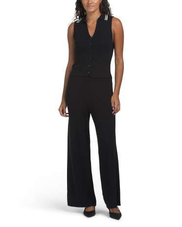 2pc Tipped Rib Johnny Collar Sweater Vest With Pants Set | TJ Maxx