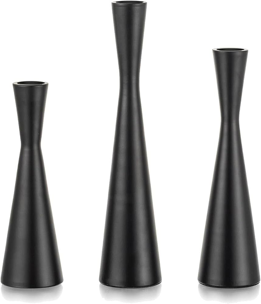 Nuptio Candlesticks Holder Black Candle Holder for Taper Candles Tapered Candle Holders Set of 3 ... | Amazon (US)