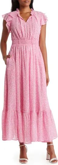 High Neck Ruffle Sleeve Maxi Dress | Nordstrom Rack