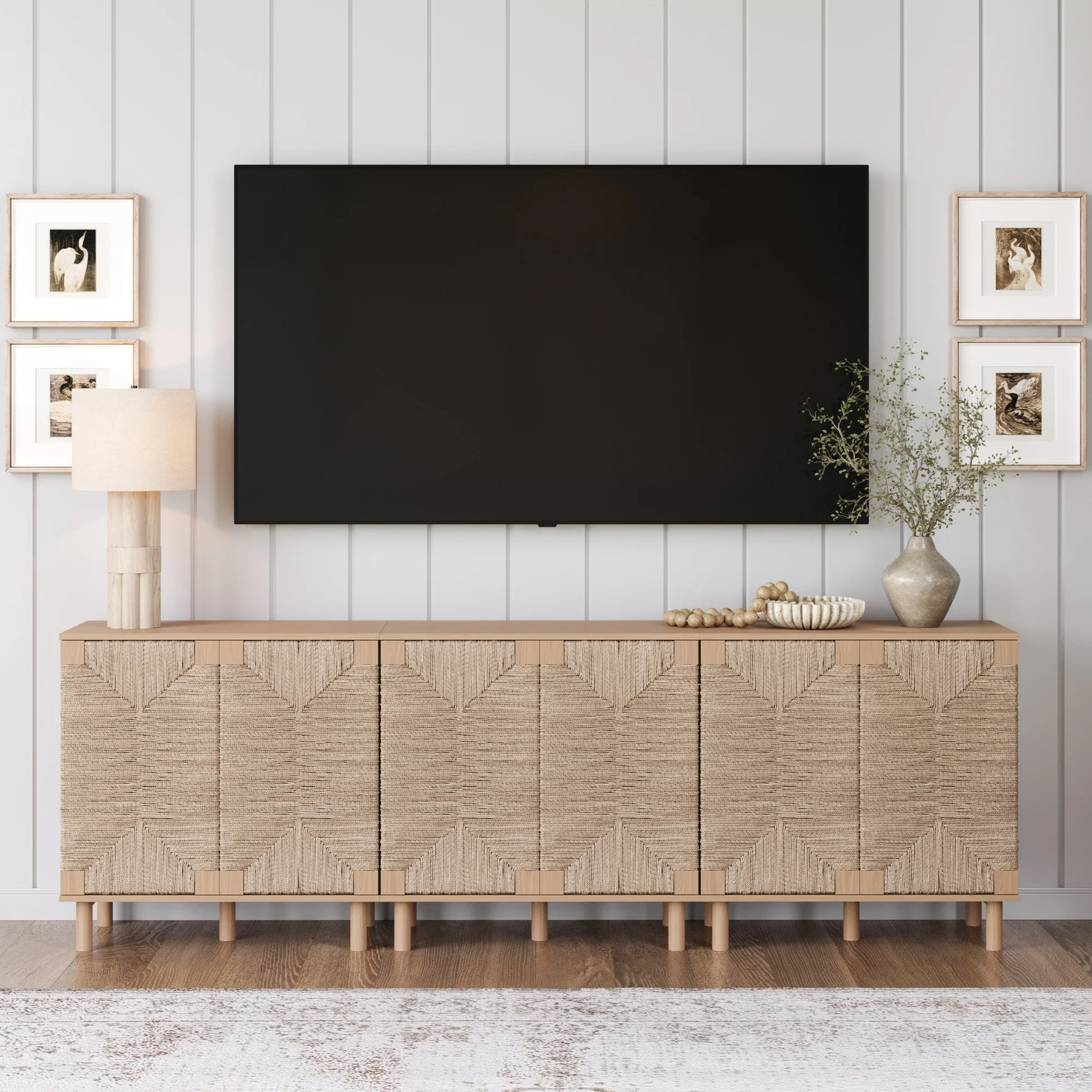 Seagrass TV Console Credenza Raw Oak (Set of 3) | Nathan James