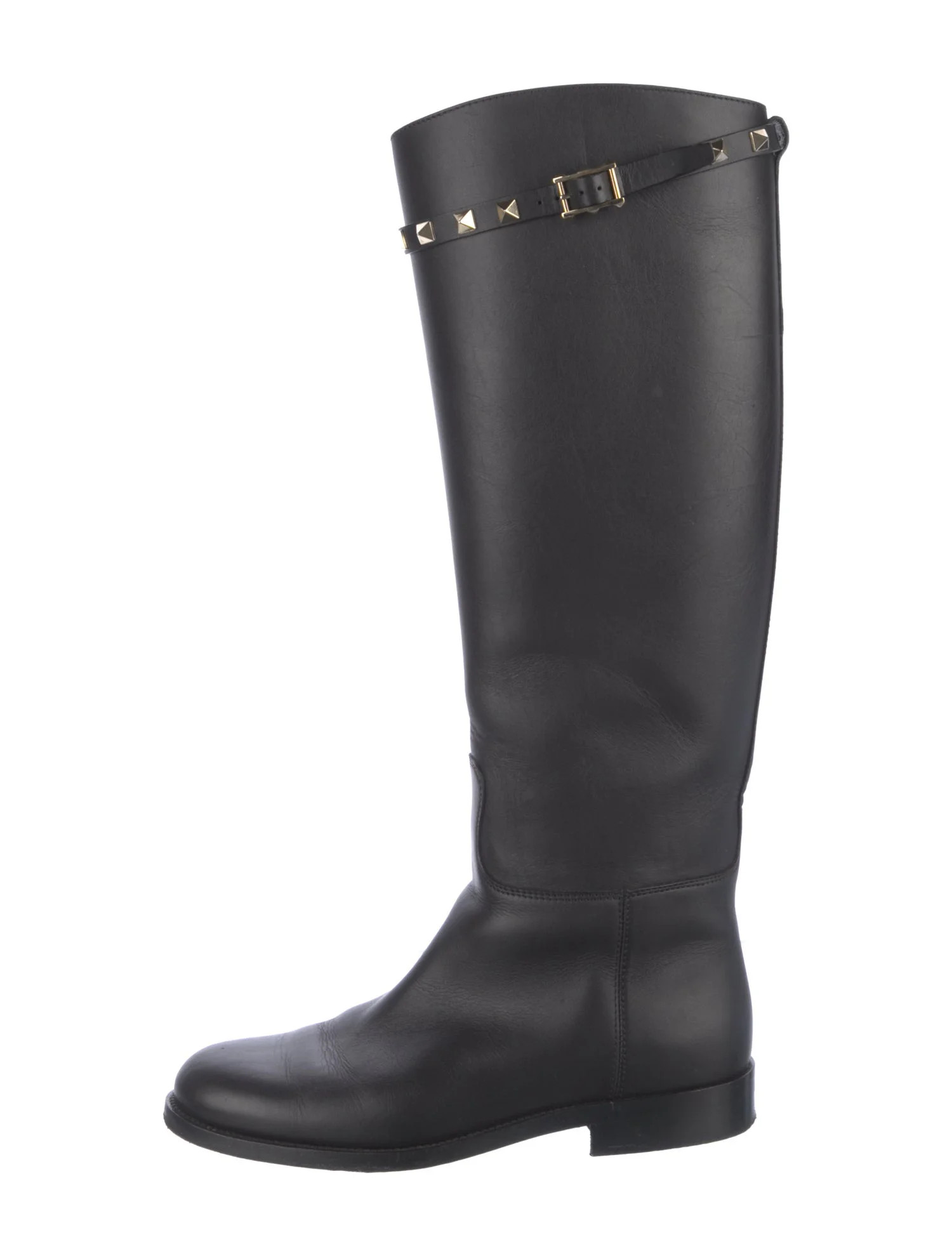 Rockstud Accents Leather Riding Boots | The RealReal