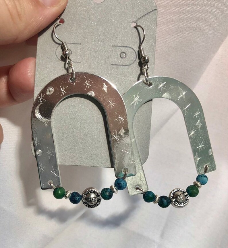 Celestial Earrings With Natural Chrysocolla Beads Boho | Etsy | Etsy (US)