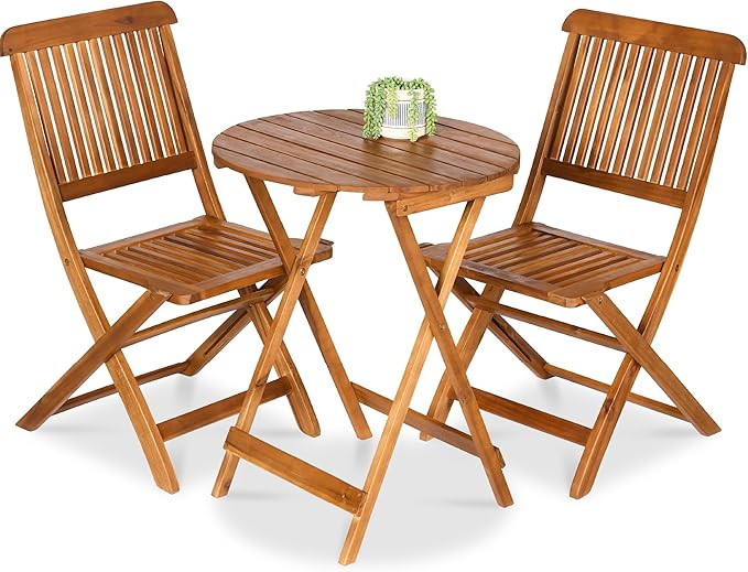 Best Choice Products 3-Piece Acacia Wood Bistro Set, Folding Patio Furniture for Backyard, Balcon... | Amazon (US)