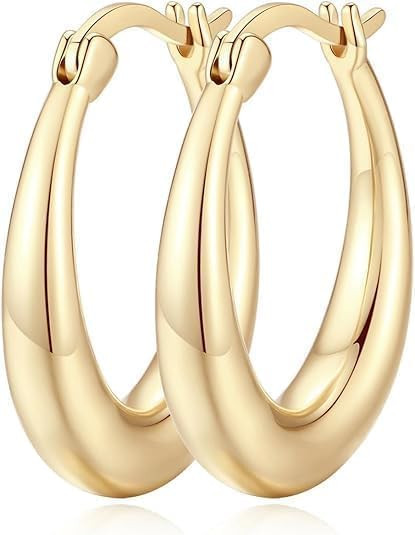 Gold Hoop Earrings 14K Gold Hoop Earrings for Women Earring U-shaped Classic Hoops Earring for Wo... | Amazon (US)
