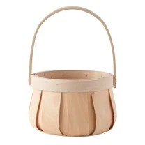 Wickerwise Small Round Natural Woodchip Wooden Decorative Storage Basket with Handle | Walmart (US)
