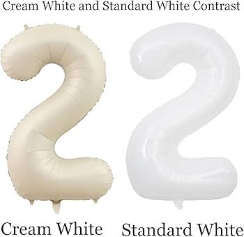 40 Inch Cream White Nnmber 1 Balloons,Large Foil Helium Mylar Birthday Party Balloon 0-9,Matte Nu... | Amazon (US)