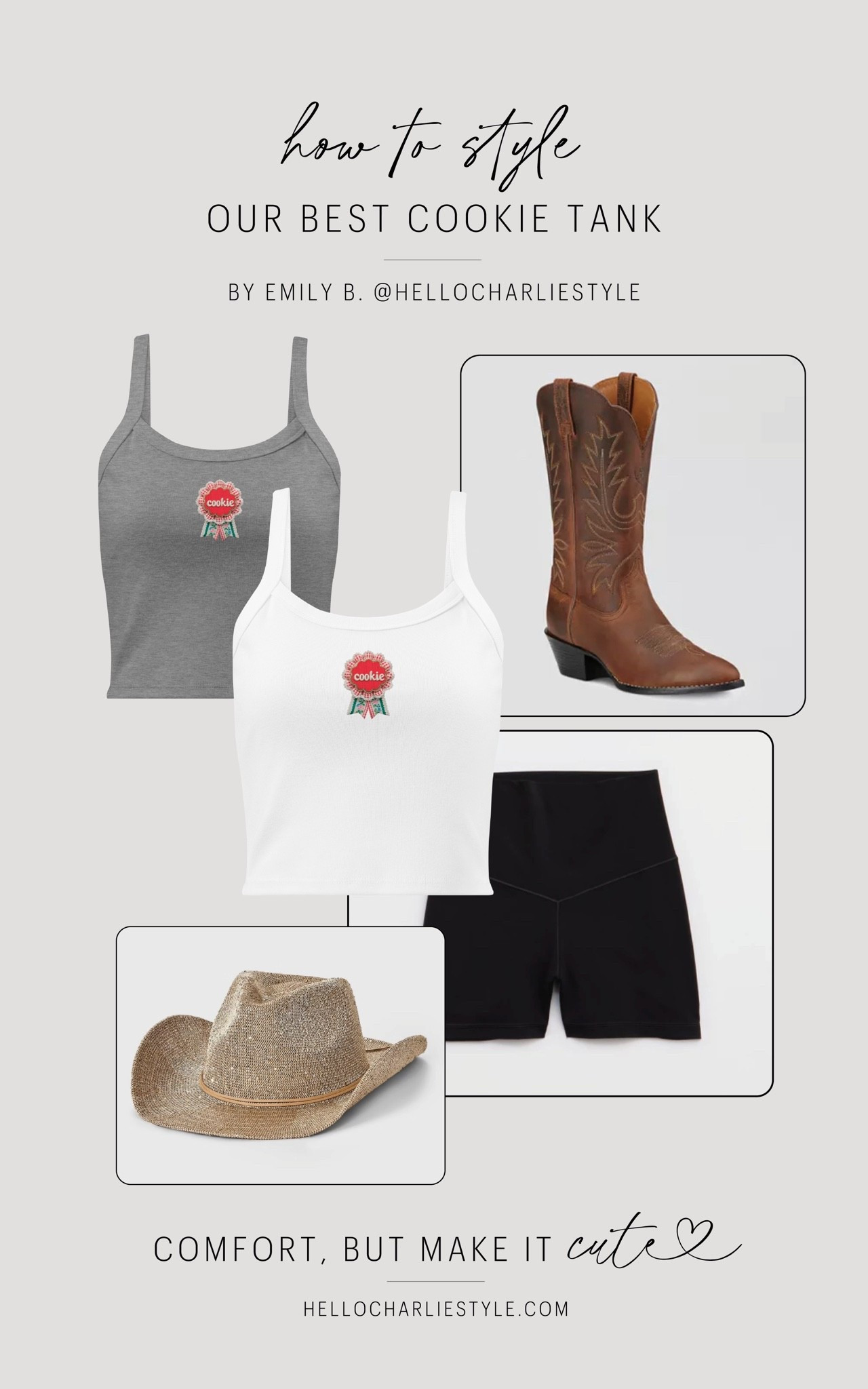 How to style our Best Cookie Ribbon tee! The fair is always HOT so be cute and comfy in this tank, booty shorts, and accessorize with your boots and hat to complete the look.

#LTKgrwm #LTKootd #LTKActive