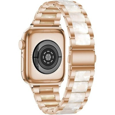 Worryfree Gadgets Metal & Resin Band for Apple Watch 42/44/45mm with Butterfly Buckle Claps, Rose Gold/White | Target