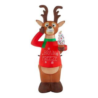 Home Accents Holiday 6 ft Pre-Lit LED Animated Airblown Shivering Reindeer Christmas Inflatable 2... | The Home Depot