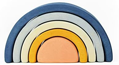 Rainbow Toy Stacker 5 Pcs Baby Pastel Rainbow Arches Stack and Play Wooden Stacking Toy Montessor... | Amazon (US)
