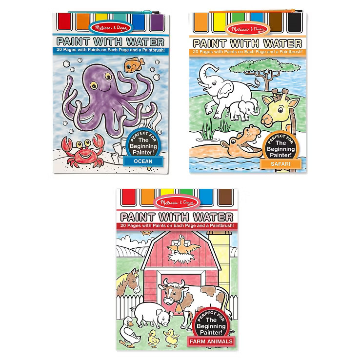 Melissa & Doug Paint With Water Activity Books Set: Farm, Ocean, Safari | Target