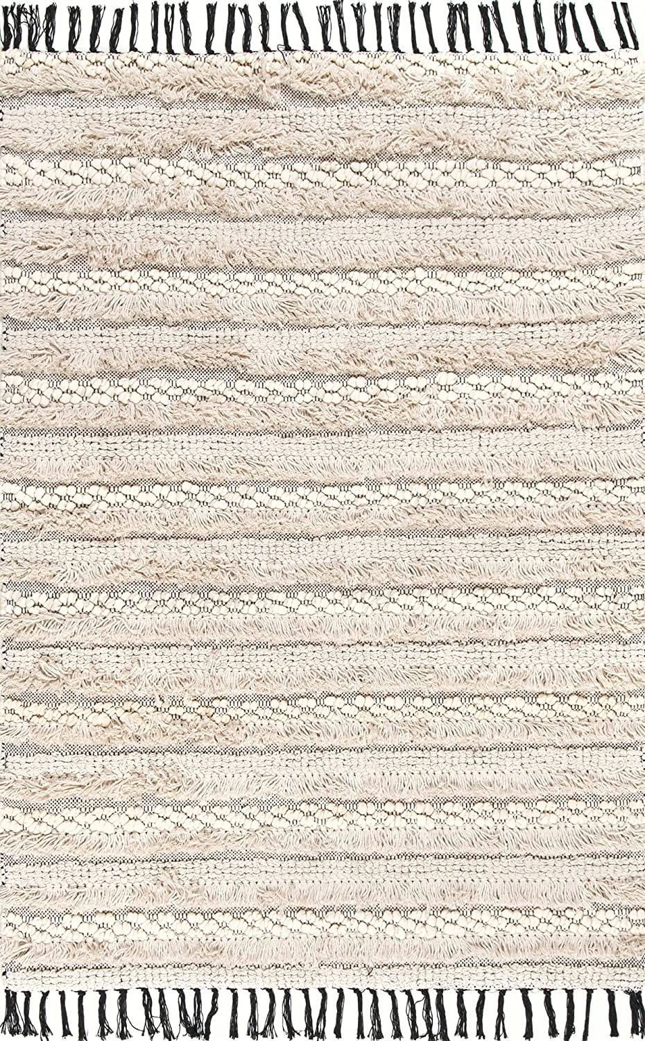 nuLOOM Emerita Tassel Shag Area Rug, 6' x 9', Beige | Amazon (US)