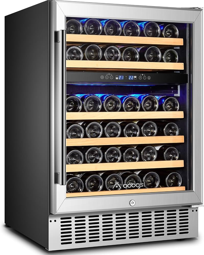 Amazon.com: AAOBOSI 【Upgraded】 24 Inch Dual Zone Wine Cooler 46 Bottle Freestanding and Built... | Amazon (US)