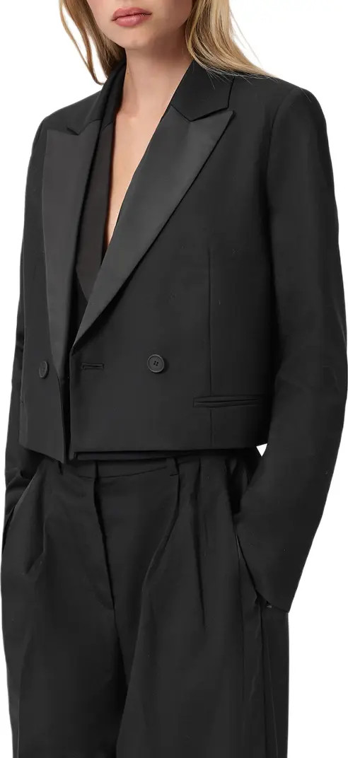 Noa Wool Blend Crop Tuxedo Blazer | Nordstrom