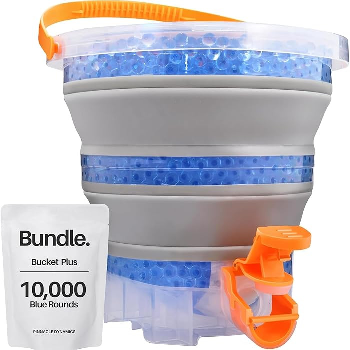 Collapsible Gel Blaster Ammo Bucket - Bundle - Foldable Gel Blaster Depot with 10,000 Rounds - Po... | Amazon (US)