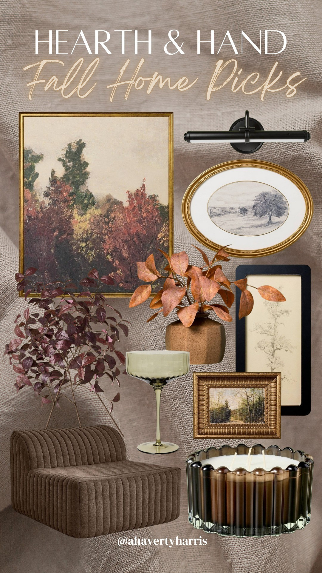 Fall home decor picks from Target Hearth & Hand Fall Collection - absolutely adore the fall wall art - lots of fall landscapes, gallery light,  fall stems,  brown lounge chair,  and the best fall scented candle for a cozy fall home!

#LTKHome #LTKStyleTip