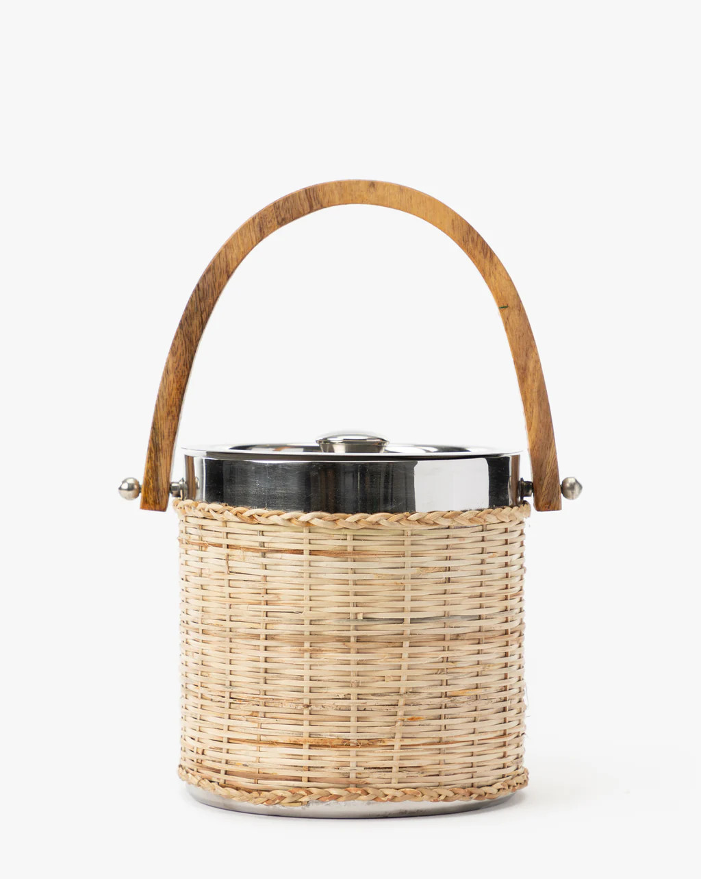 Rattan Ice Bucket with Wooden Handle | McGee & Co.