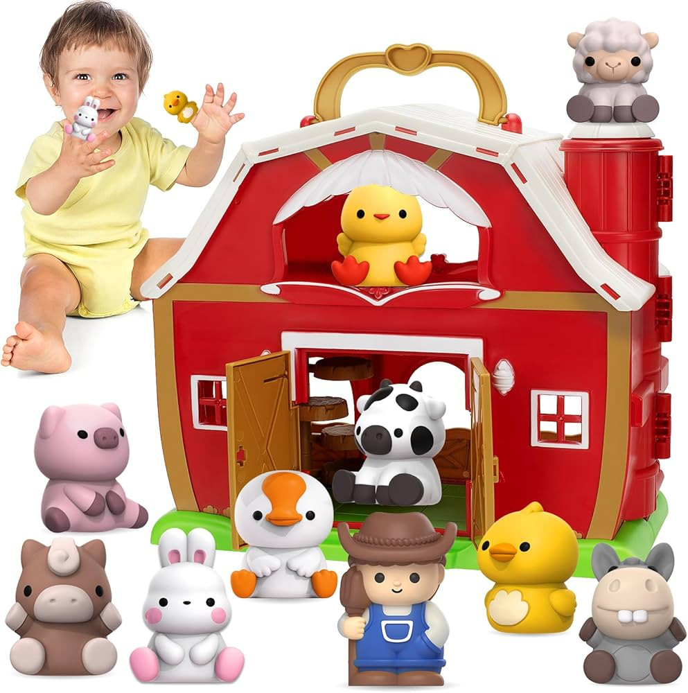 KMUYSL Big Red Barn Farm Animal Playset for 1,2,3 Year Old, Learning Toys Sensory & Cognitive Dev... | Amazon (US)