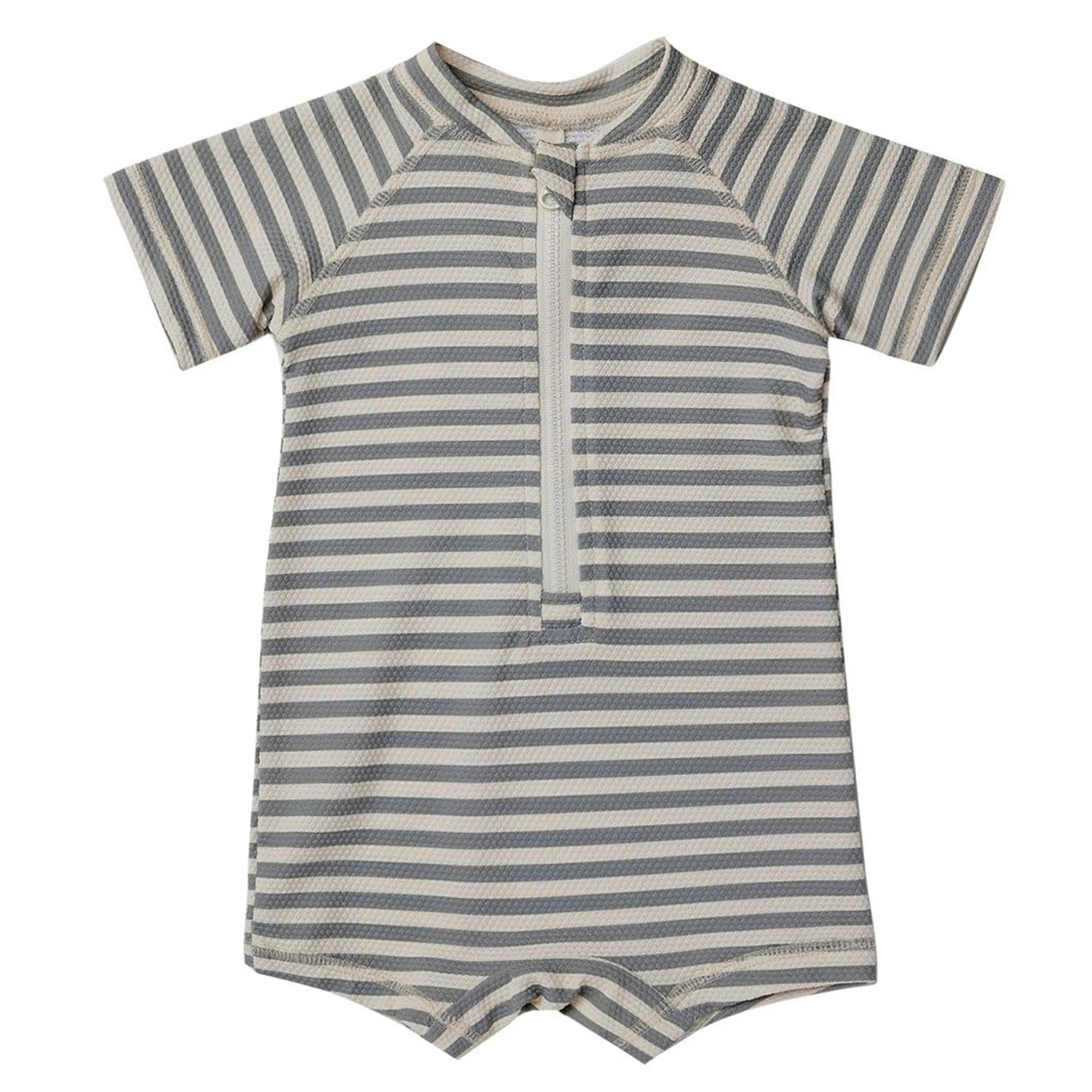 Boys Zip Rashguard, Sea Green Stripe | SpearmintLOVE