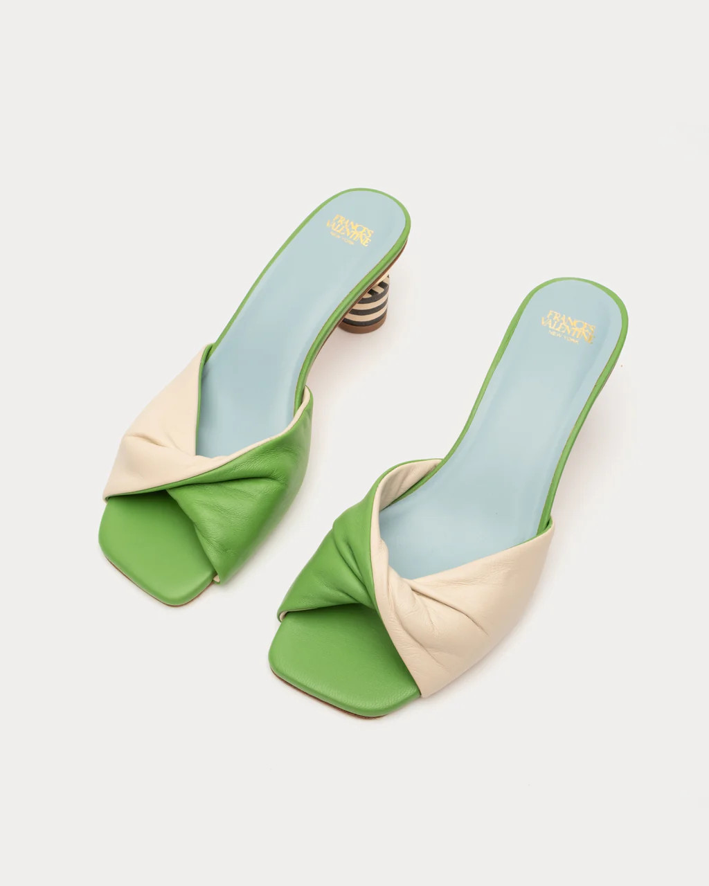 Farah Twist Kickball Heel Nappa Green Oyster | Frances Valentine