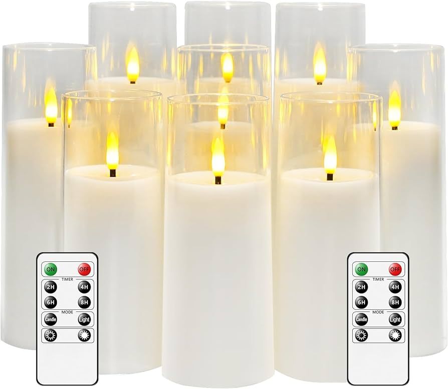 kakoya Flickering Flameless Candles Battery Operated with Remote and 2/4/6/8 H Timer Plexiglass L... | Amazon (US)
