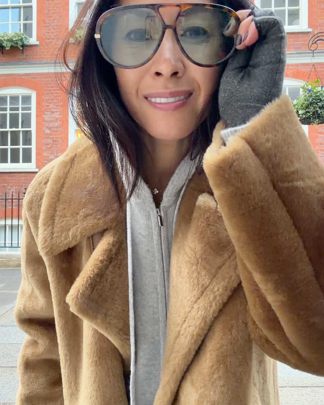 Outfit repeater. Living in lounge sets and faux fur coats. 
I’m wearing M&S cashmere joggers and zip hoodie. Coat is Next and sold out so linked similar. 
Sunnies and bag linked. 

#LTKwinter #LTKuk #LTKstyletip
