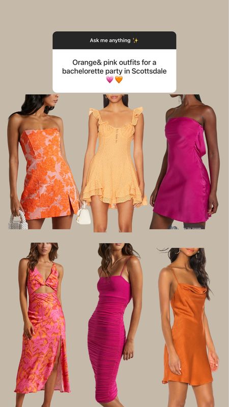 Orange and pink bachelorette dresses 

#LTKwedding #LTKstyletip #LTKSeasonal