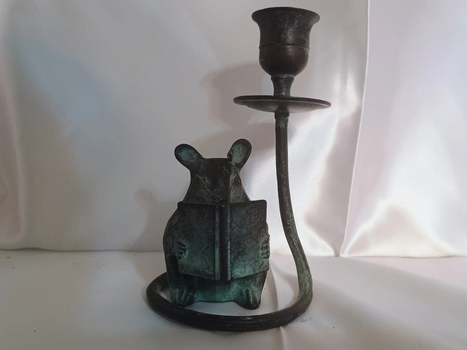 Vtg San Pacific San Francisco Bronze Reading Mouse Candle Holder | eBay US