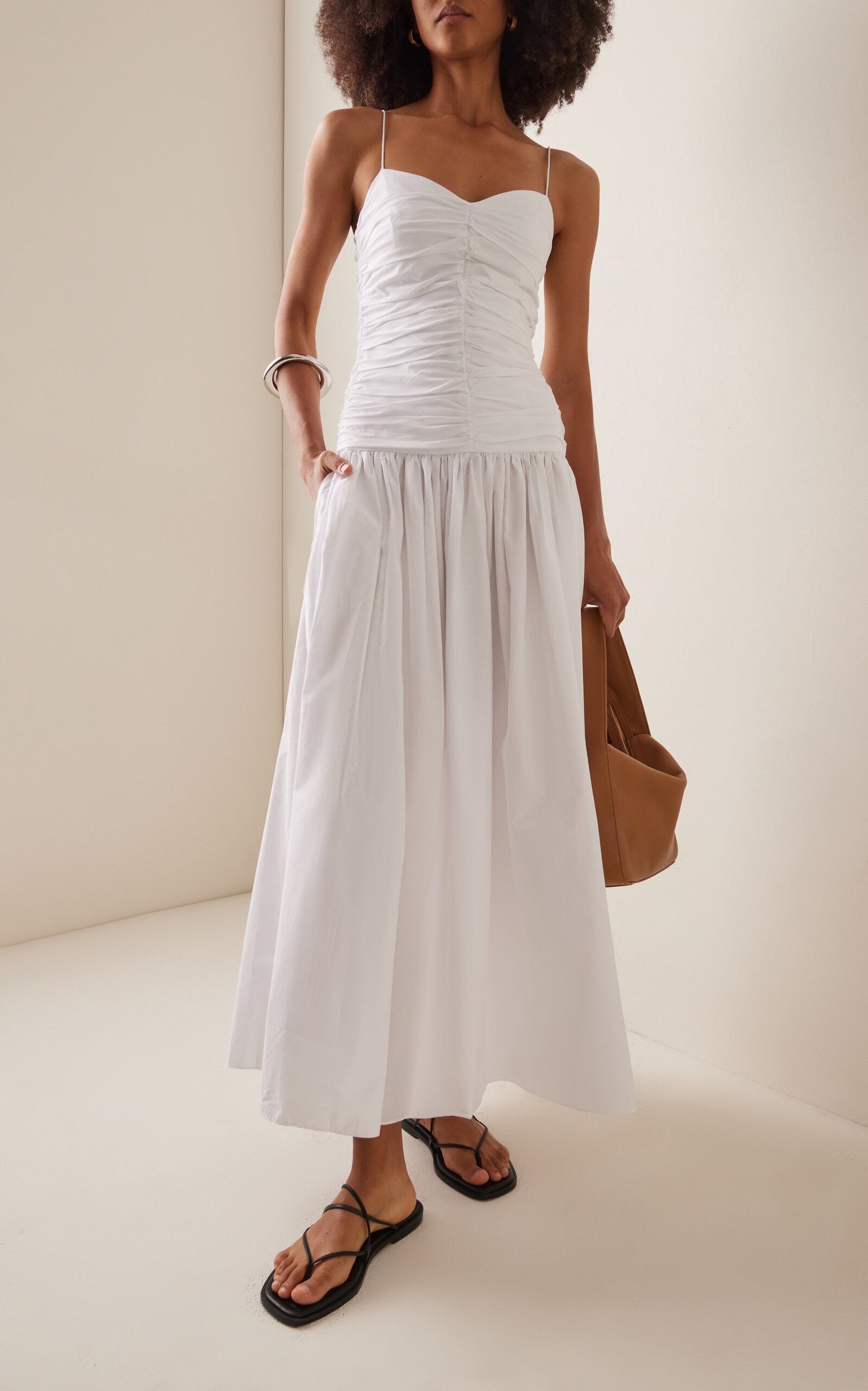 Gathered Drop-Waist Organic Cotton Maxi Dress | Moda Operandi (Global)