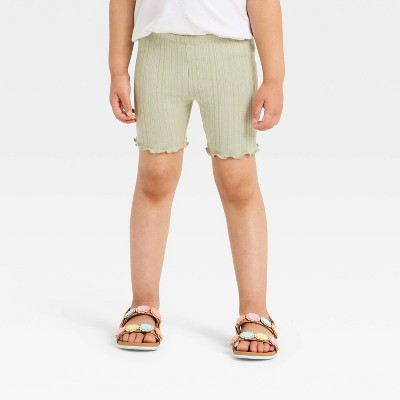 Toddler Girls' Ribbed Bike Shorts - Cat & Jack™ Light Olive 3T | Target